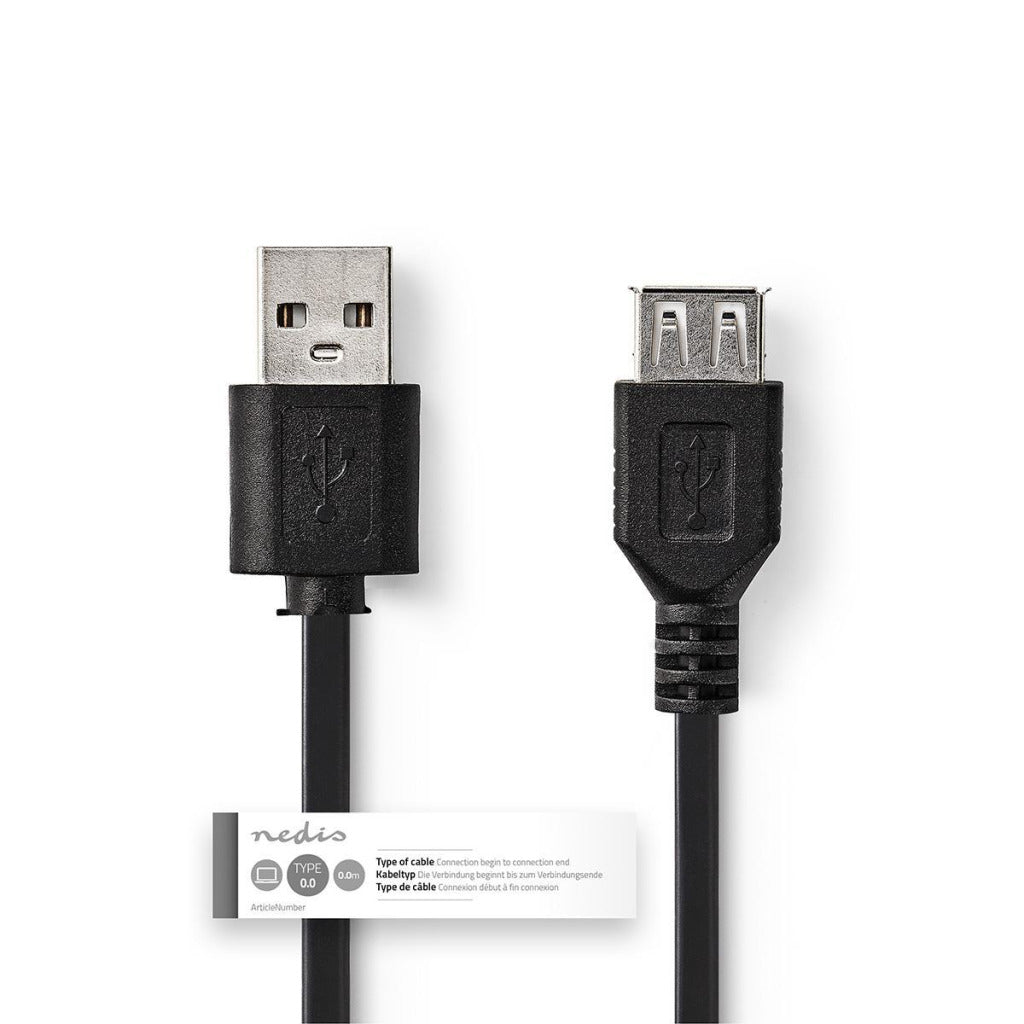 Nedis ccgt60010bk10 Kabel USB 2.0 A Stecker - USB A Buchse 1,0 m schwarz