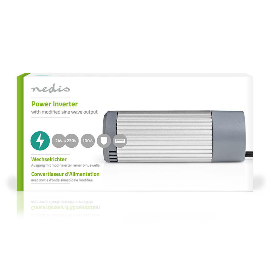 Nedis PIMS10024 Stromwandler Modifizierte Sinuswelle 24 V DC 230 V 100 W 1x Schuko 1x USB-Ausgang