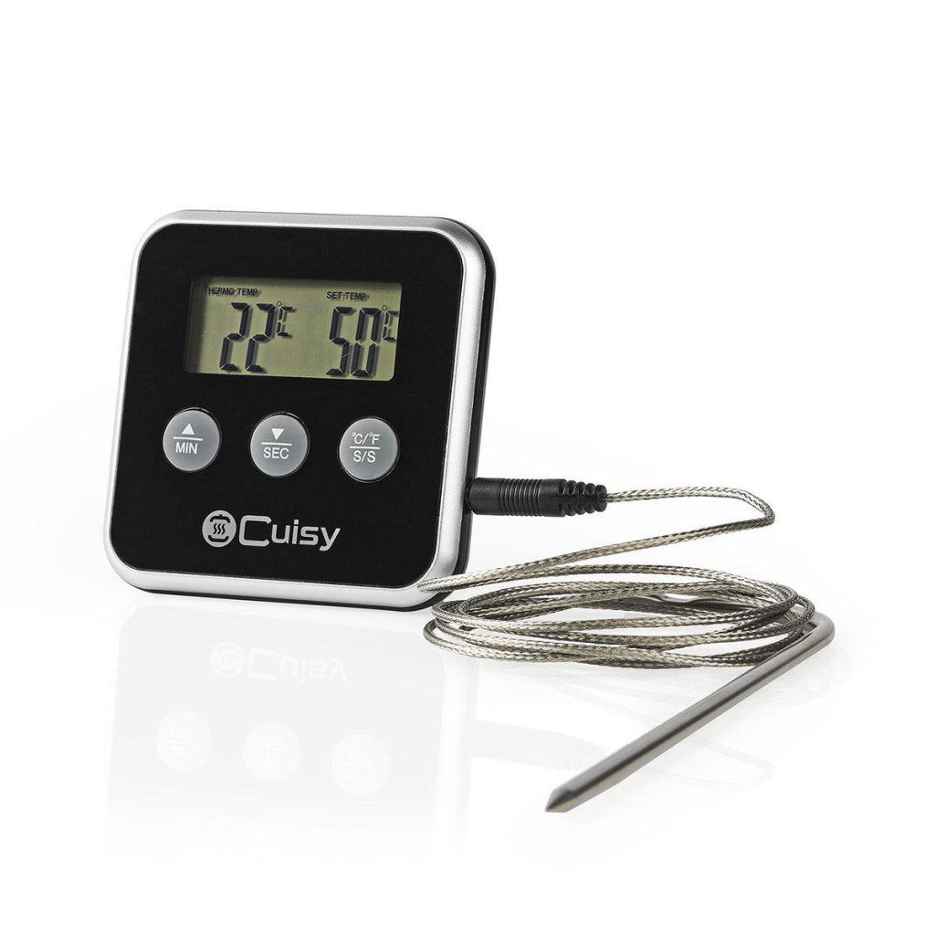 Nedis kath105bk Fleischthermometer 0–250 °C, Digitalanzeige, Timer