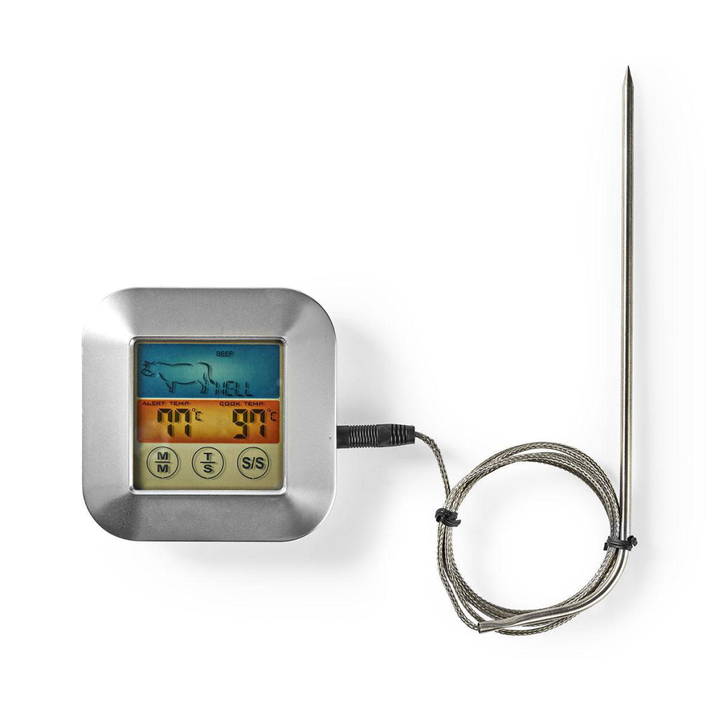 Nedis kath106si Fleischthermometer 0–250 °C, Farbdisplay, Timer
