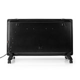 Nedis HTPL20FBK Glasplatten-Konvektorheizung, Thermostat, LCD-Bildschirm, 2 Heizstufen, stehend, Wandmontage, 2000 W, Schwarz