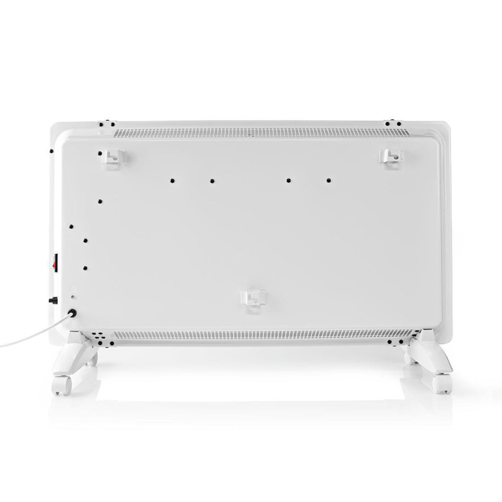 Nedis WiFiHTPL20FWT Intelligente Konvektorheizung mit WiFi-Thermostat, Glasfrontplatte, 2000 W, Weiß