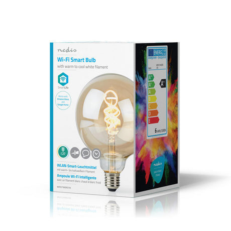 Nedis Wi-Fi LT10GDG125 Wi-Fi Warm- bis Kaltweiße LED-Glühbirne gedreht E27 G125 5,5 W 350 lm