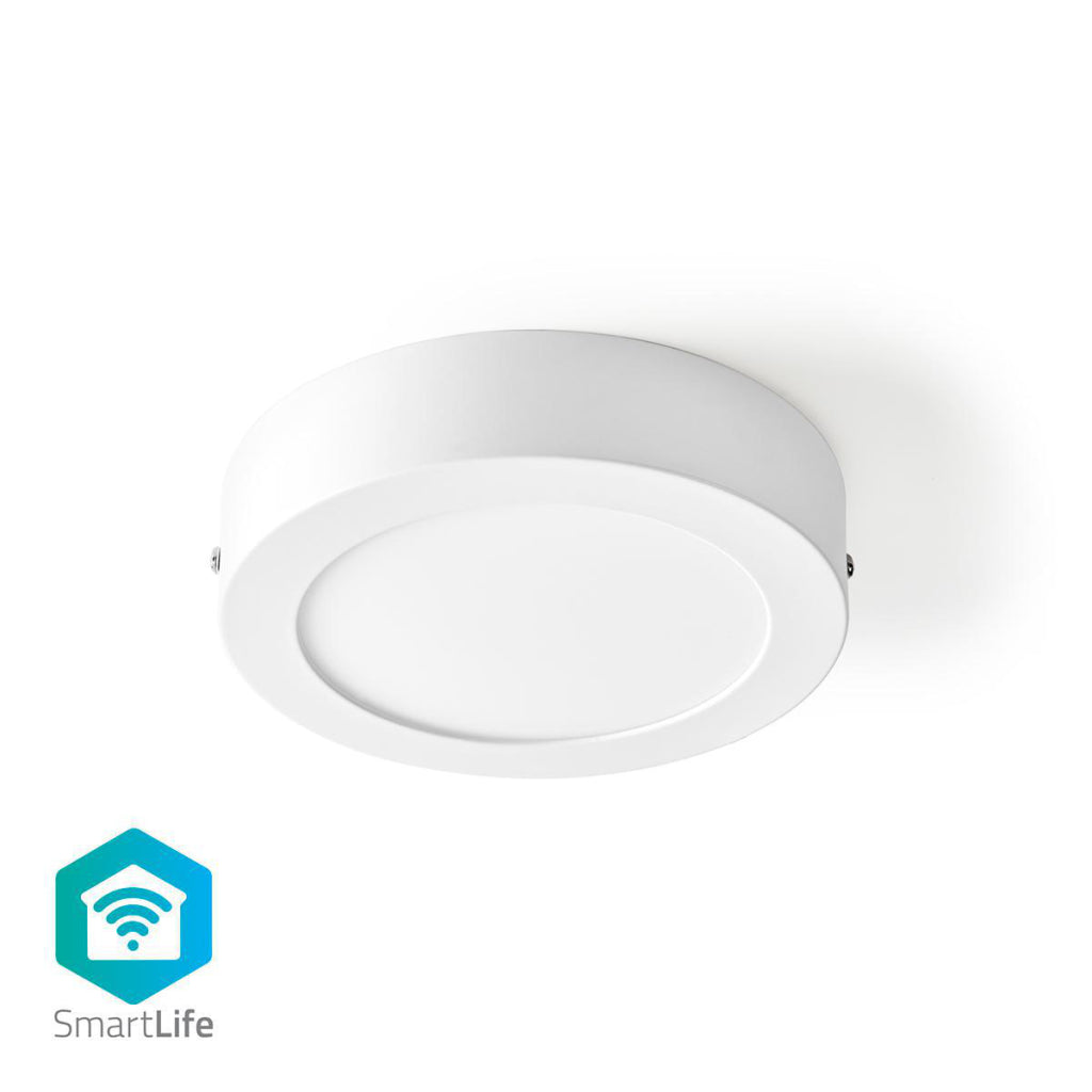 Nedis WIFILAW10WT WLAN-Deckenleuchte, rund, Durchmesser 17 cm, warm bis kaltweiß, 800 lm, 12 W, schlankes Design, Aluminium