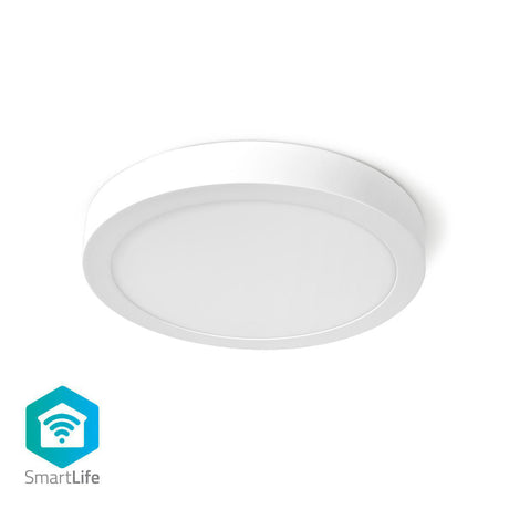Nedis wifilaw20wt Wi-Fi Smart Deckenleuchte rund Oslash; 30 cm warm bis kaltweiß 1200 lm 18 W schlankes Design aus Aluminium