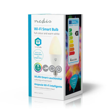 Nedis wifilc11wte14 Wi-Fi-Smart-LED-Lampe in Vollfarbe und warmweiß E14