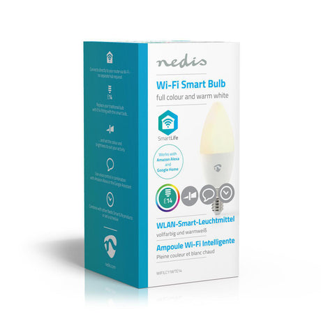 Nedis wifilc11wte14 Wi-Fi-Smart-LED-Lampe in Vollfarbe und warmweiß E14