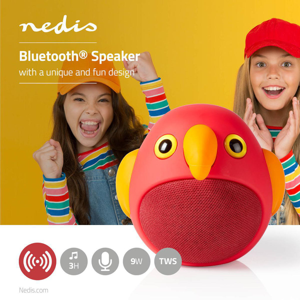 Nedis SPBT4100RD Animatics Bluetooth-Lautsprecher 3 Stunden Spielzeit Freisprechen Perry Parrot