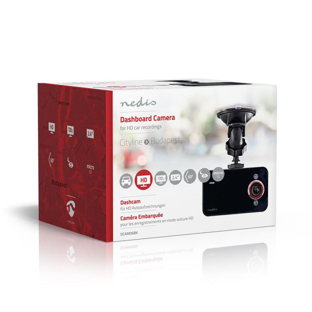 Nedis dcam06bk Dashcam HD 720p 1 Kanal 2,4 Zoll Betrachtungswinkel von 60 Grad;