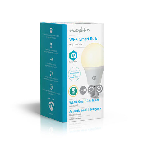 Nedis Wi-Fi LW12WTB22 SmartLife LED-Glühbirne Wi-Fi B22 800 lm 9 W Warmweiß 2700 K Energieklasse: A+ Android Trade; ios a60