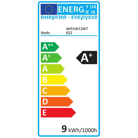 Nedis Wi-Fi LW12WTB22 SmartLife LED-Glühbirne Wi-Fi B22 800 lm 9 W Warmweiß 2700 K Energieklasse: A+ Android Trade; ios a60