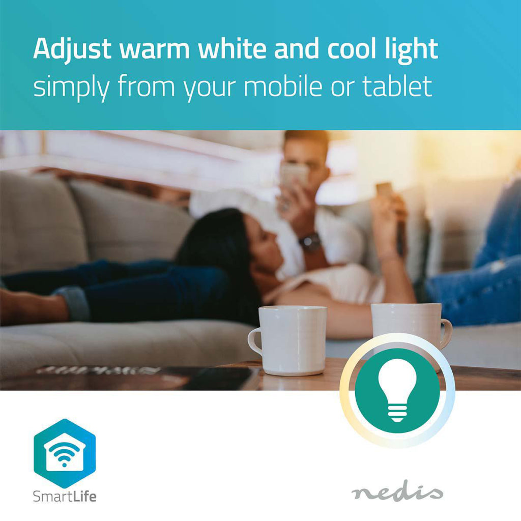Nedis Wi-Fi LW12WTE27 SmartLife LED-Glühbirne Wi-Fi E27 800 lm 9 W Warmweiß 2700 K Energieklasse: A+ Android Trade; iOS-Durchmesser: 60 mm A60