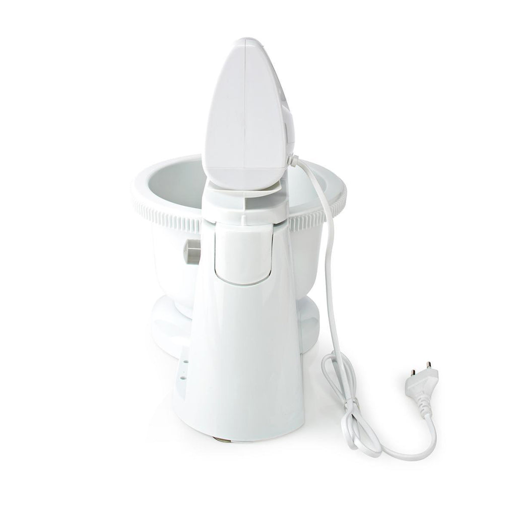 Nedis kahm110cwt Handmixer 200 W, 5-Gang-Turbofunktion, rotierende Schüssel, 2 Knethaken, 2 Rührbesen, grauweiß