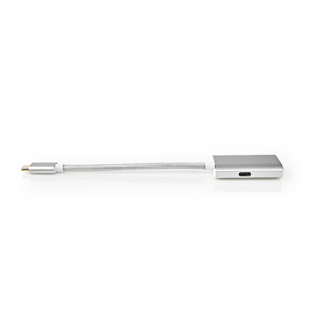Nedis cctb64680al02 USB-Adapter USB 3.2 Gen 1 USB Typ-C Handel; männlicher HDMI-Handel; Verbinder 0,20 m rund, vergoldetes gestricktes Nylon, silberfarbene Abdeckung, Fensterbox