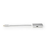 Nedis cctb64680al02 USB-Adapter USB 3.2 Gen 1 USB Typ-C Handel; männlicher HDMI-Handel; Verbinder 0,20 m rund, vergoldetes gestricktes Nylon, silberfarbene Abdeckung, Fensterbox