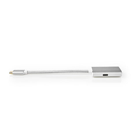 Nedis cctb64680al02 USB-Adapter USB 3.2 Gen 1 USB Typ-C Handel; männlicher HDMI-Handel; Verbinder 0,20 m rund, vergoldetes gestricktes Nylon, silberfarbene Abdeckung, Fensterbox