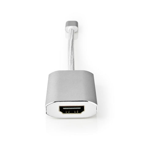 Nedis cctb64680al02 USB-Adapter USB 3.2 Gen 1 USB Typ-C Handel; männlicher HDMI-Handel; Verbinder 0,20 m rund, vergoldetes gestricktes Nylon, silberfarbene Abdeckung, Fensterbox