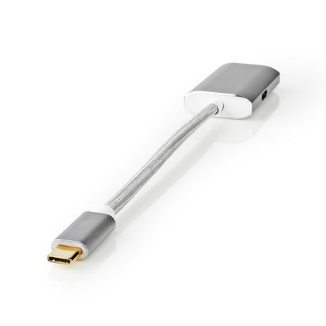 Nedis cctb64680al02 USB-Adapter USB 3.2 Gen 1 USB Typ-C Handel; männlicher HDMI-Handel; Verbinder 0,20 m rund, vergoldetes gestricktes Nylon, silberfarbene Abdeckung, Fensterbox