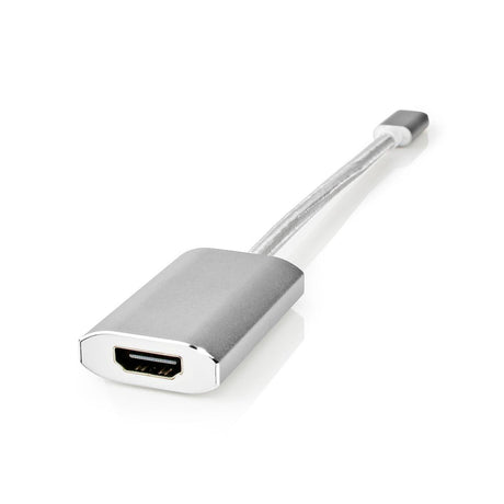 Nedis cctb64680al02 USB-Adapter USB 3.2 Gen 1 USB Typ-C Handel; männlicher HDMI-Handel; Verbinder 0,20 m rund, vergoldetes gestricktes Nylon, silberfarbene Abdeckung, Fensterbox