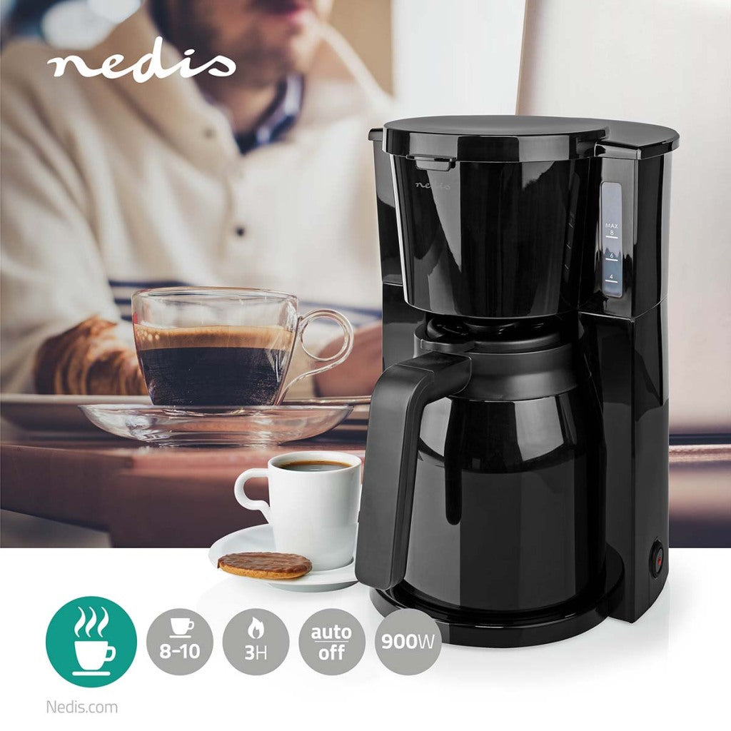 Nedis kacm250ebk Kaffeemaschine, maximale Kapazität: 1,0 l, 8 Warmhaltefunktion, Schwarz