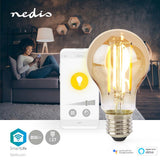 Nedis WiFiLRF10A60 SmartLife LED-Glühlampe, WLAN, E27, 806 lm, 7 W, warmweißes Glas, Android iOS, Birne