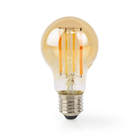 Nedis WiFiLRF10A60 SmartLife LED-Glühlampe, WLAN, E27, 806 lm, 7 W, warmweißes Glas, Android iOS, Birne