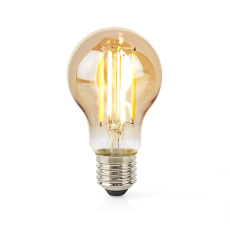 Nedis WiFiLRF10A60 SmartLife LED-Glühlampe, WLAN, E27, 806 lm, 7 W, warmweißes Glas, Android iOS, Birne