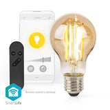 Nedis WiFiLRF10A60 SmartLife LED-Glühlampe, WLAN, E27, 806 lm, 7 W, warmweißes Glas, Android iOS, Birne