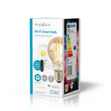 Nedis WiFiLRF10A60 SmartLife LED-Glühlampe, WLAN, E27, 806 lm, 7 W, warmweißes Glas, Android iOS, Birne