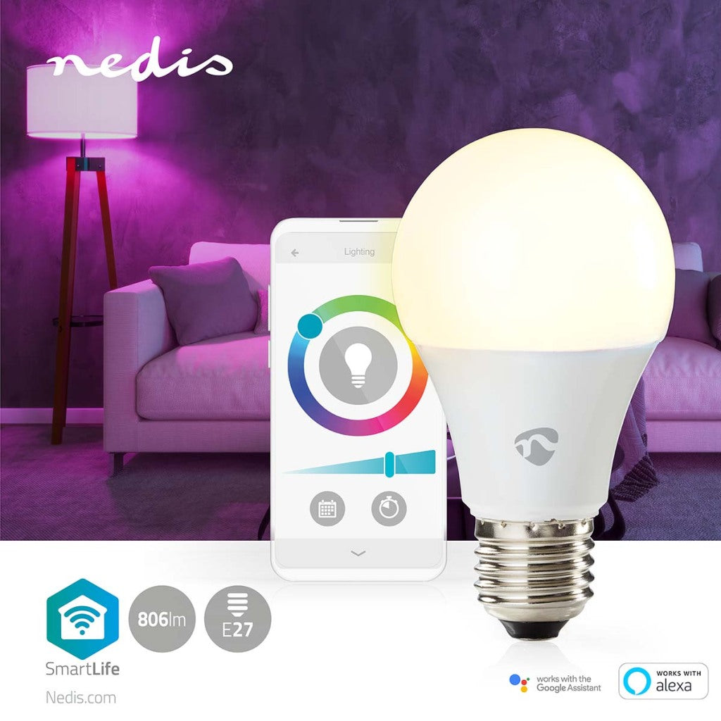 Nedis wifilrc10e27 smartlife mehrfarbige Lampe Wi-Fi E27 806 lm 9 W RGB warm bis kaltweiß Android Trade; iOS-Peer