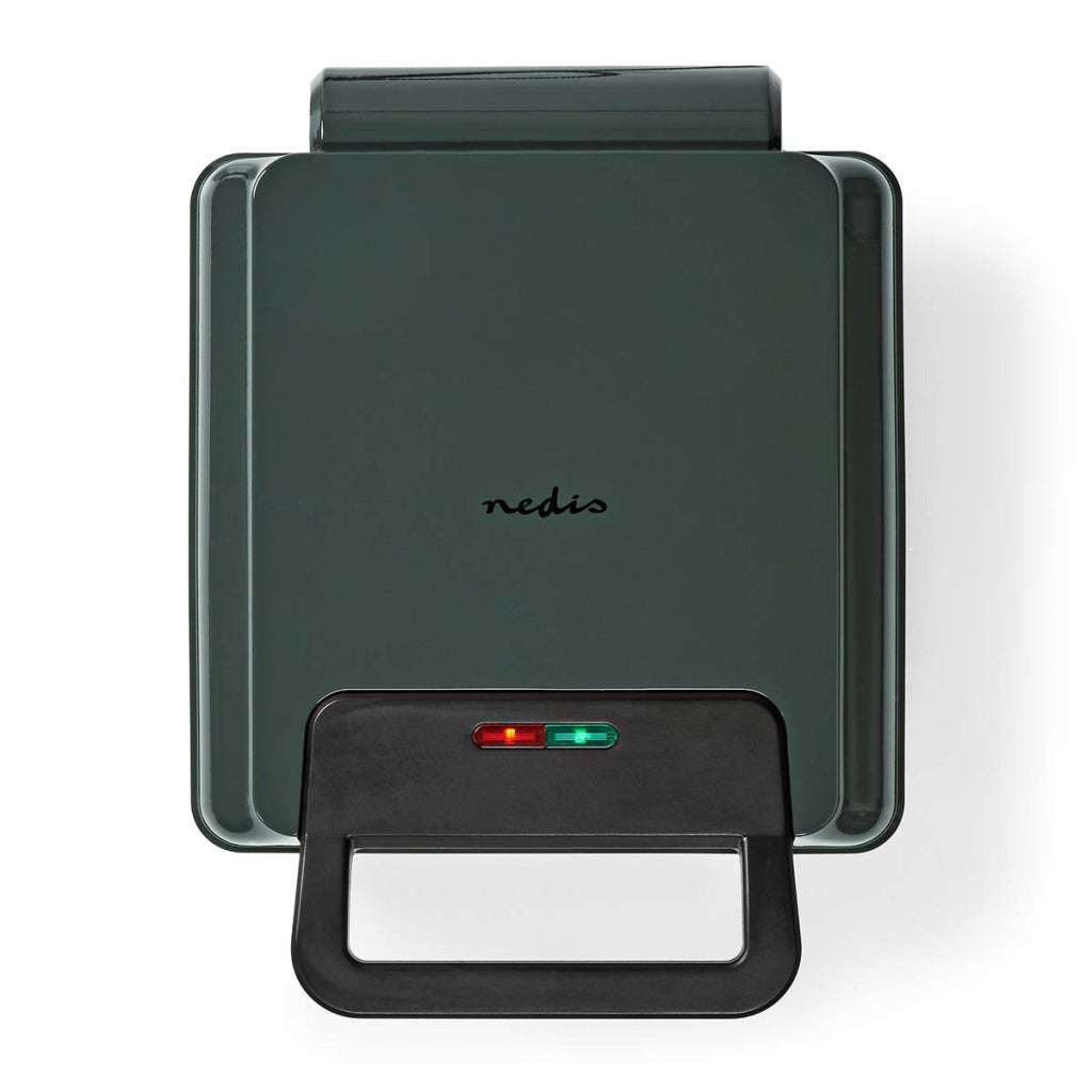 Nedis KAWP210FBK Waffeleisen, belgische Waffeln, 22 x 12,5 cm, 1200 W, automatische Temperaturregelung, Aluminium