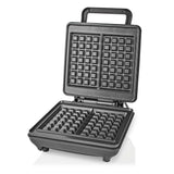 Nedis KAWP210FBK Waffeleisen, belgische Waffeln, 22 x 12,5 cm, 1200 W, automatische Temperaturregelung, Aluminium