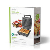 Nedis KAWP210FBK Waffeleisen, belgische Waffeln, 22 x 12,5 cm, 1200 W, automatische Temperaturregelung, Aluminium