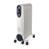 Nedis htoi30wt11 mobiler Ölradiator 1000 1500 2500 W 11 Lamellen einstellbarer Thermostat 3 Heizstufen Kippschutz weiß