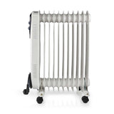 Nedis htoi30wt11 mobiler Ölradiator 1000 1500 2500 W 11 Lamellen einstellbarer Thermostat 3 Heizstufen Kippschutz weiß