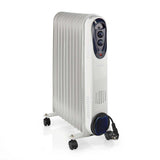 Nedis htoi30wt11 mobiler Ölradiator 1000 1500 2500 W 11 Lamellen einstellbarer Thermostat 3 Heizstufen Kippschutz weiß