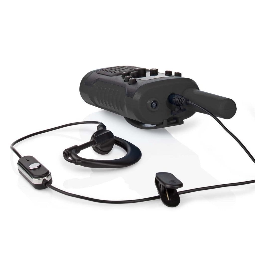 Nedis WLTK0610BK Walkie-Talkie-Set, 2 Mobilteile, bis zu 6 km, Frequenzkanäle: 8 PTT Vox, bis zu 3 Stunden Kopfhörerausgang, 2 Headsets, Schwarz