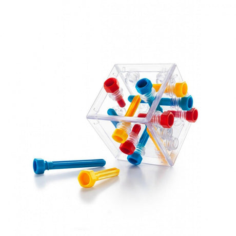 Smartgames Criss Cross Cube – 3D-Logik-Denkspiel – 80 pädagogische Schrauben-Herausforderungen – IQ-Rätsel transparenter Würfel – ab 8 Jahren