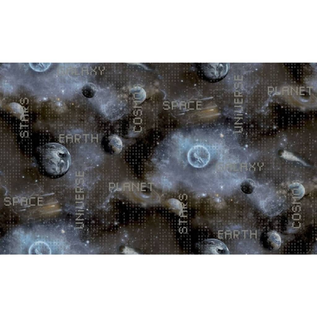Noordwand Tapete gute Vibe Galaxy Planeten und Text blau und schwarz
