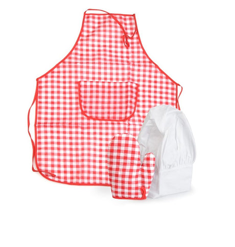 Egmont Schürze, Hut und Ofenhandschuh rot g