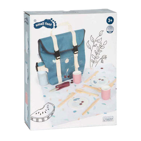 Small Foot - Rucksack mit Picknick-Spielset aus Holz, 14-teilig.