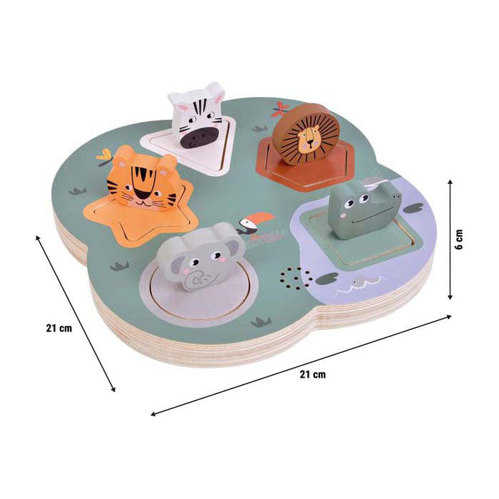 Small Foot - 3D-Tiergeräusch-Puzzle Safari aus Holz