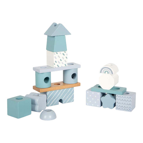 Small Foot - Stapelhaus aus Holz blau - 18-tlg.