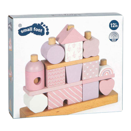 Small Foot - Stapelhaus aus Holz rosa - 18-tlg.
