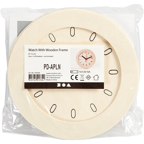 Kreativunternehmen https: www.cchobby.nl Clock-with-wooden-frame-d-15-cm-1-piece