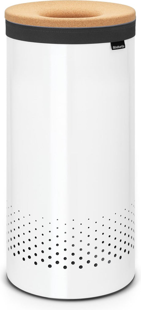 Brabantia Wäschekorb – mit Deckel – 35 l – weißer Korkdeckel