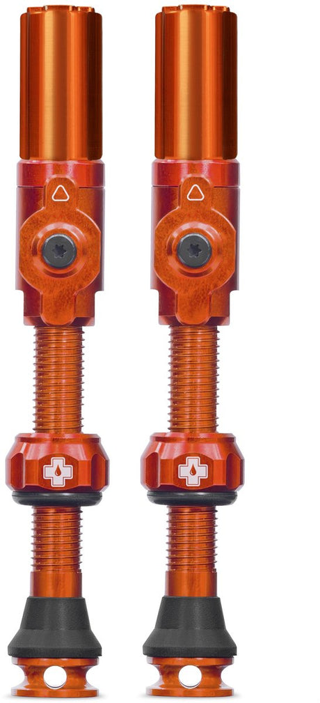 Muc-off Tubeless-Ventil Big Bore Hybrid großes orangefarbenes Auto-Schräderventil 45 mm