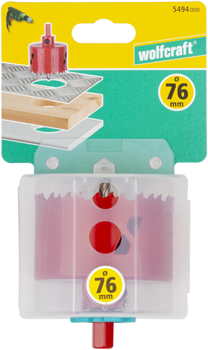 Wolfcraft – Lochsäge 76 mm – BIM-Lochbohrer 76 mm – Lochsäge – 5494000