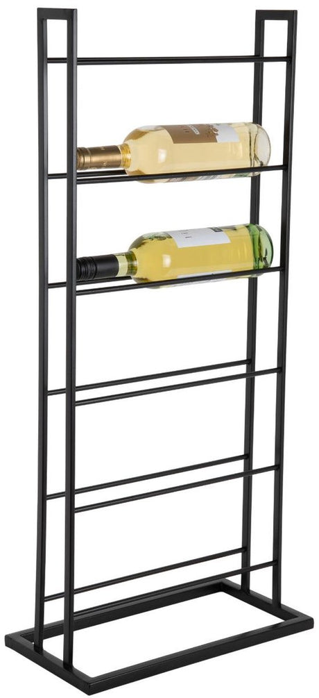 Present Time Weinregal Einzelboden – Schwarz – 38 x 20 x 84,5 cm – Eisen – für die Wand – 6 Flaschen – skandinavisch