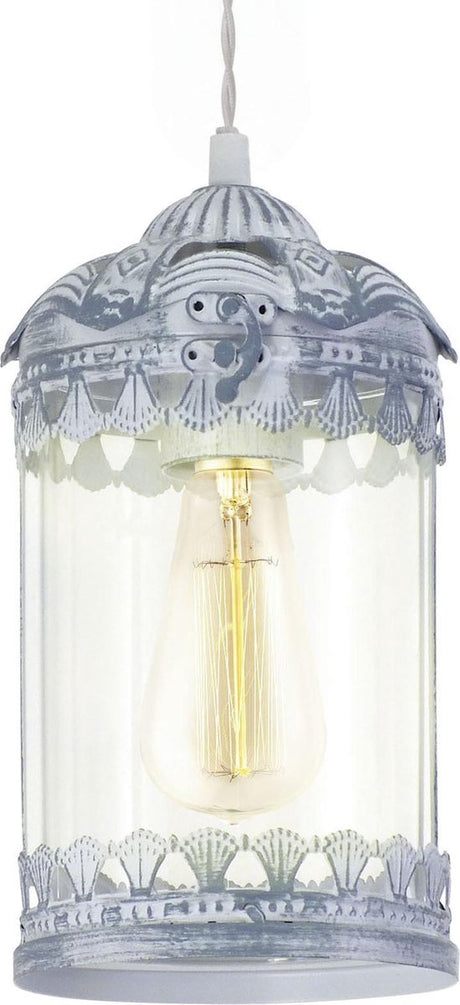 Eglo vintage langham - hanglamp - 1 lichts - grijs-blauw - helder glas